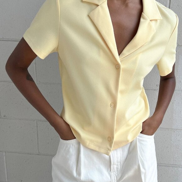 Oak + Fort Butter Yellow Cropped Blouse - Picture 2 of 7